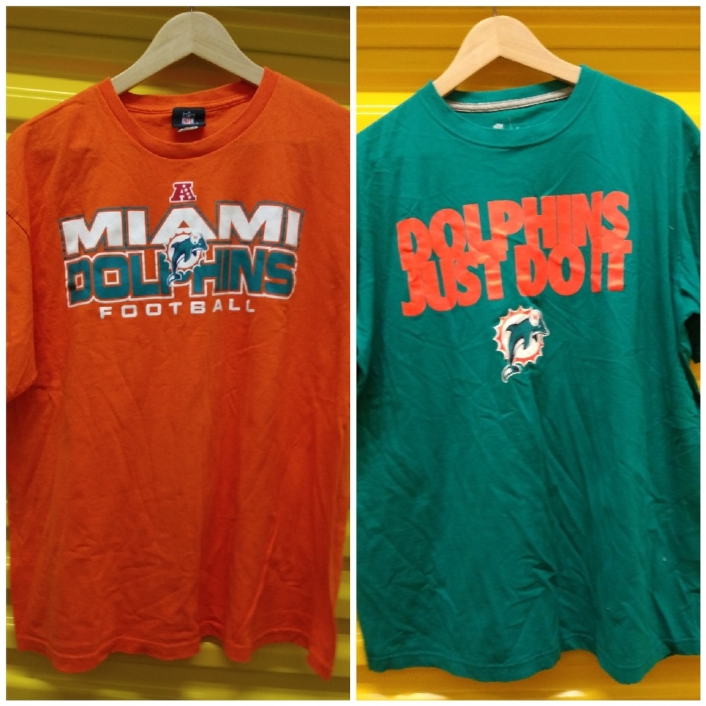 Two Miami Dolphins Tshirts